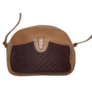 Gucci Vintage Crossbody Camel Leather And Brown Small G Logo Print